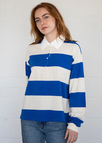 Blaine Bold Stripe Polo Shirt - Royal