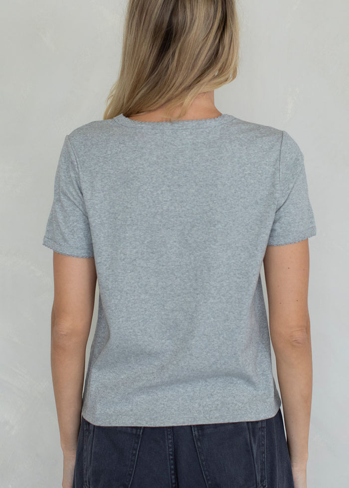 Enley Scallop Edge Basic Tee - Heather Grey