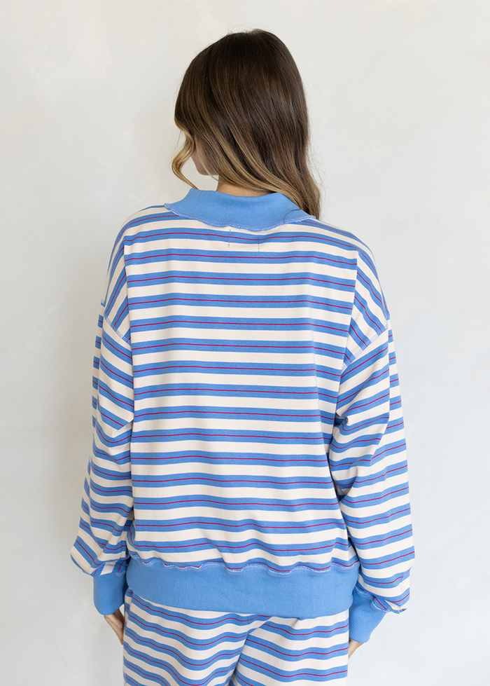 Stripe Mock Neck Top - Blue Multi