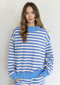 Stripe Mock Neck Top - Blue Multi