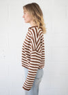 Piper Striped Cardigan - Ivory & Brown