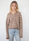 Piper Striped Cardigan - Ivory & Brown