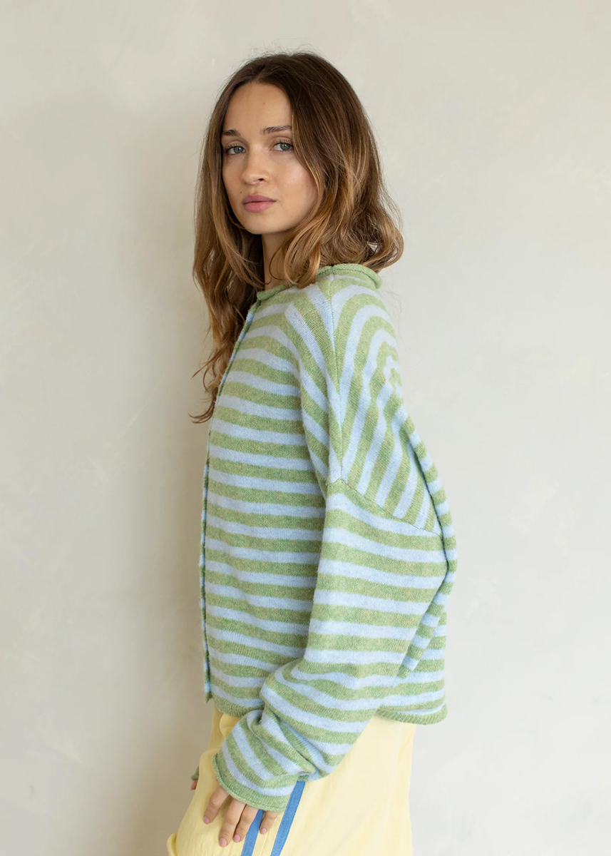 Piper Striped Cardigan - Matcha