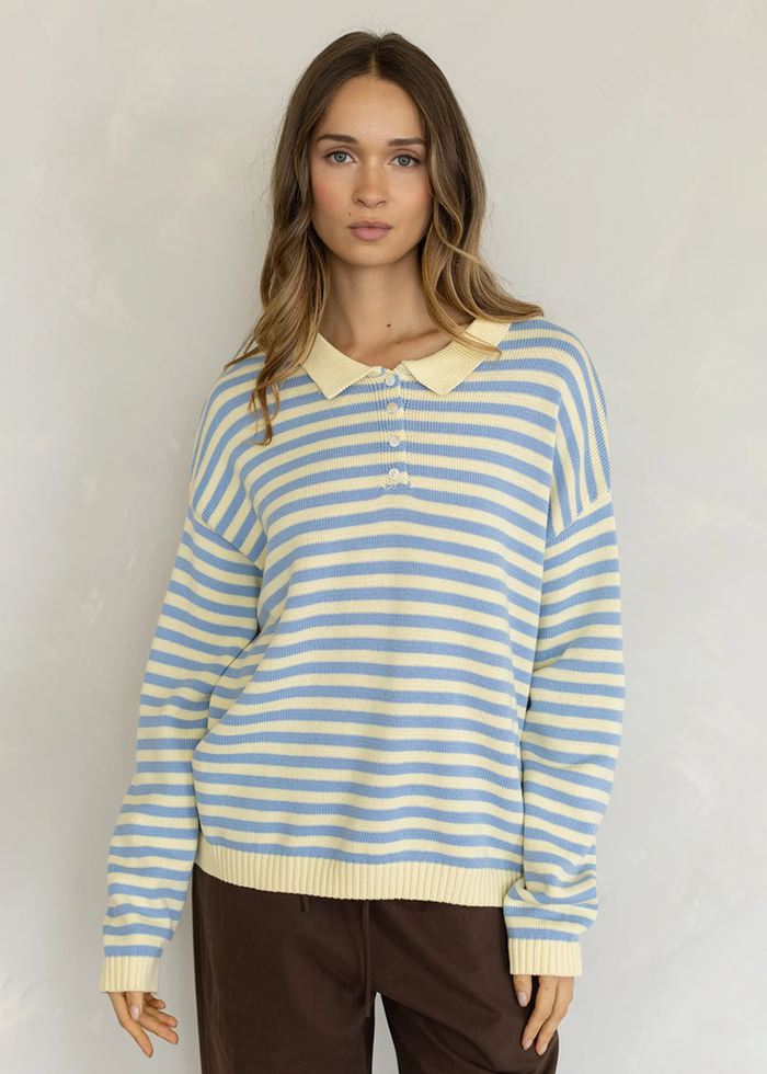 Varley Striped Collared Sweater - Butter