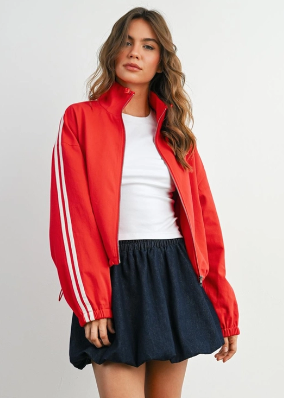 Tate Striped Jacket - Red/White