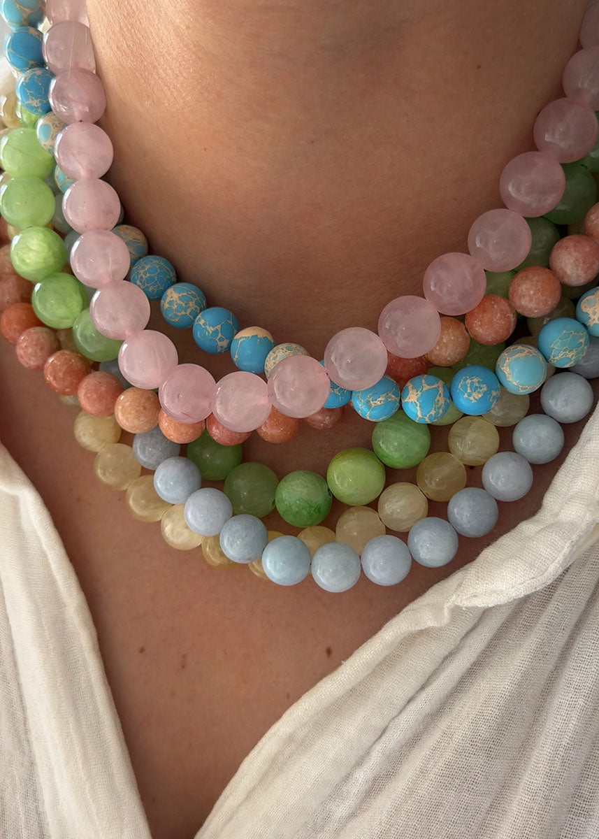 Lucia Gemstone Necklace - Light Blue