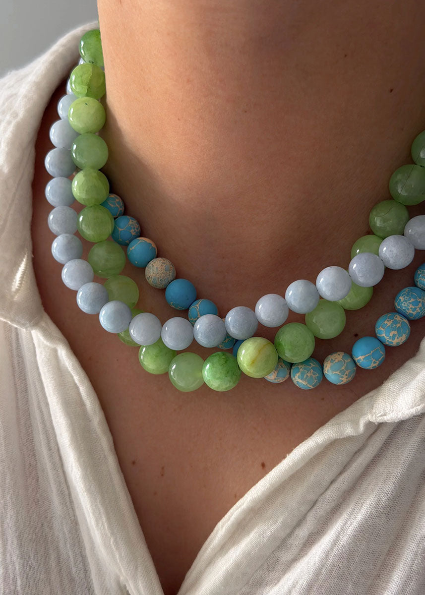 Lucia Gemstone Necklace - Light Blue