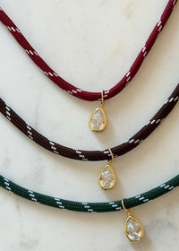 Caroline Pear Necklace - Burgundy Cherry