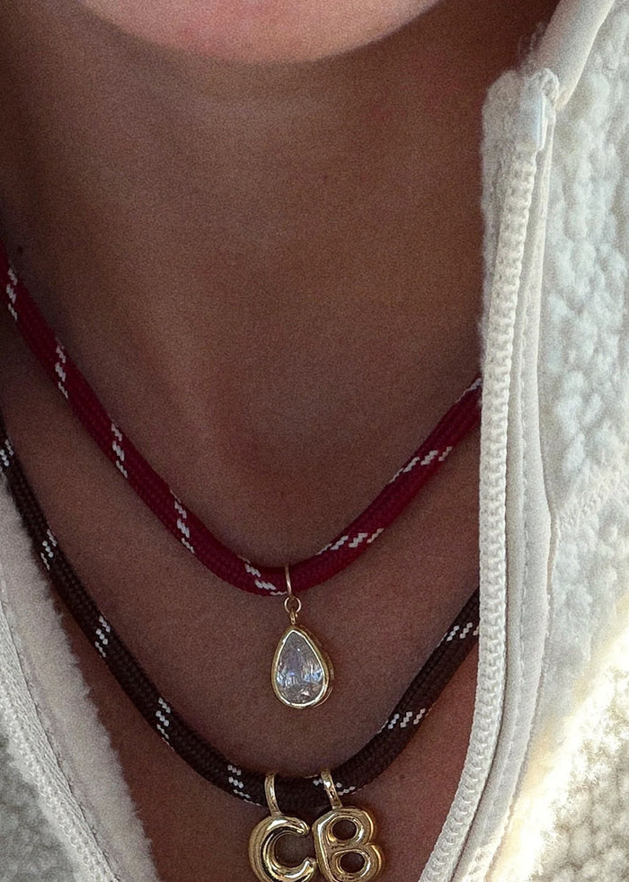Caroline Pear Necklace - Burgundy Cherry