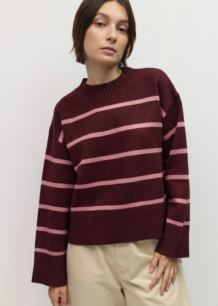 The Casey Sweater - Burgundy & Pink