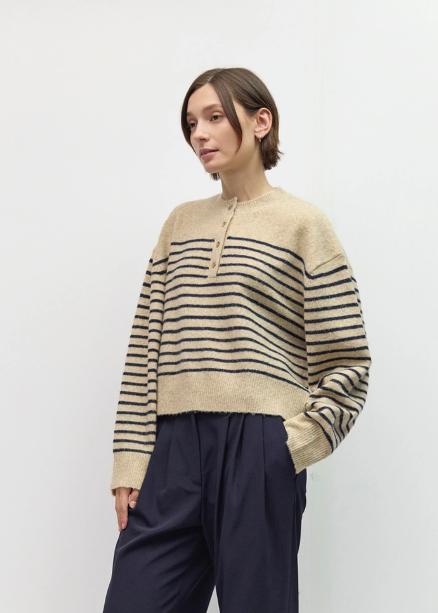 The Kayley Sweater - Oatmeal & Black