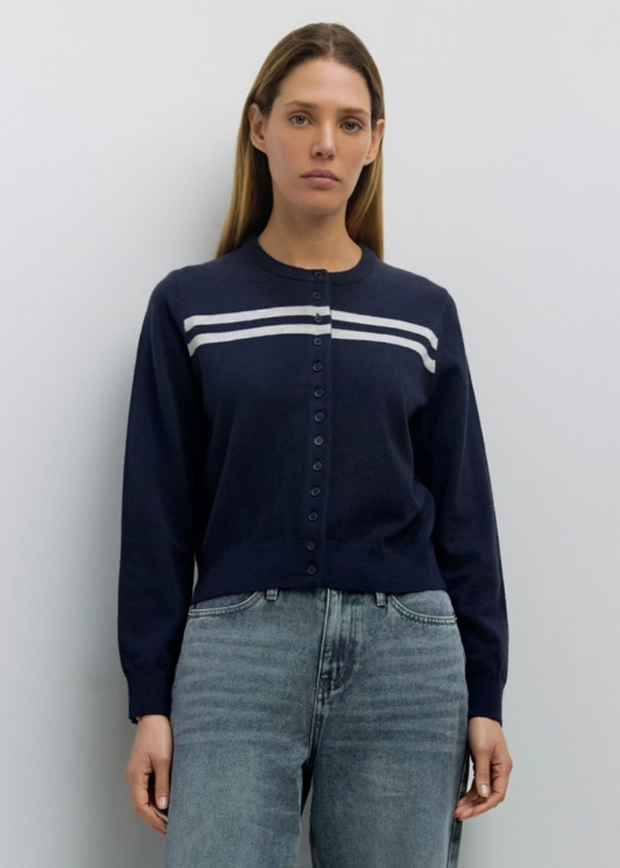 The Maeve Cardigan - Navy & Heather Grey