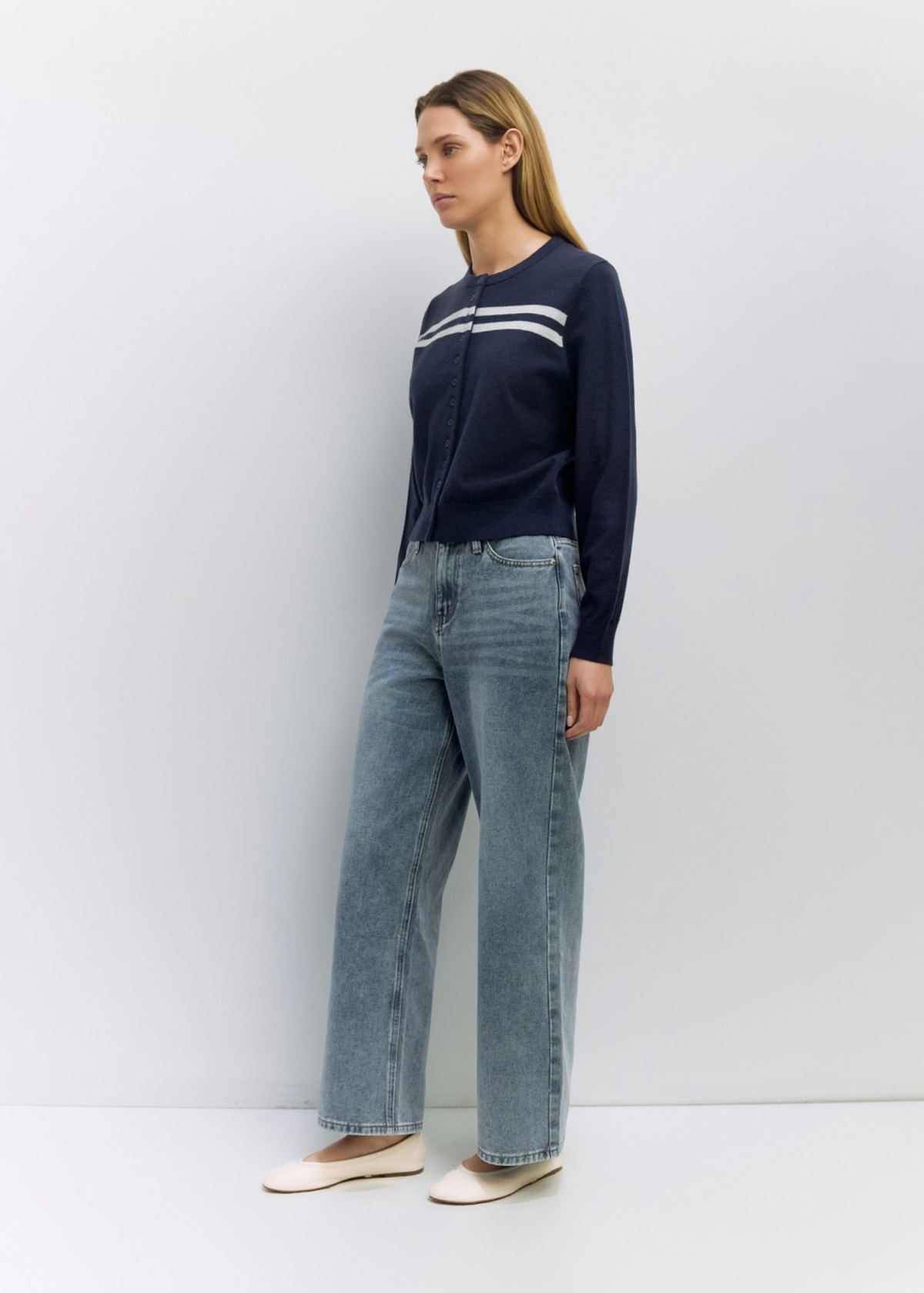 The Maeve Cardigan - Navy & Heather Grey