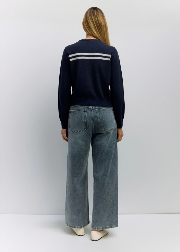 The Maeve Cardigan - Navy & Heather Grey