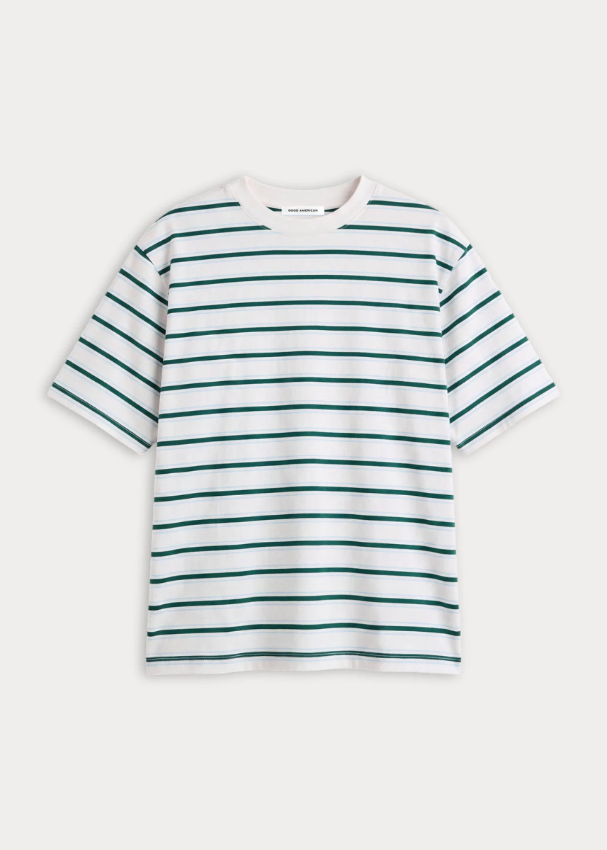 The Oversized Tee - Forest Multi Stripe