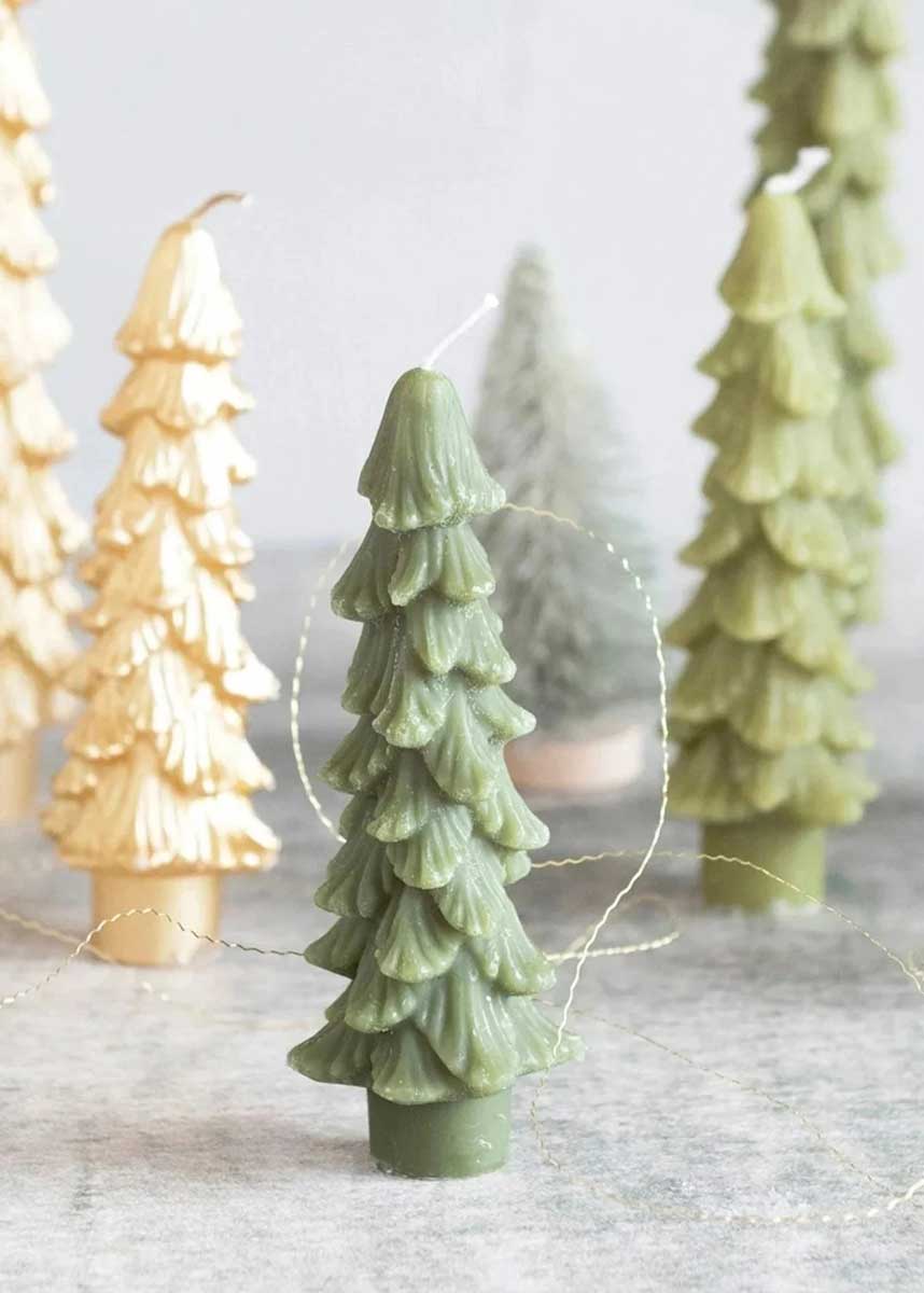 Short Tree Shaped Taper Candles - Cream