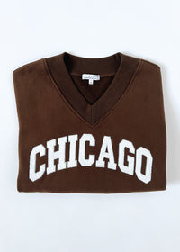 Chicago Boucle V-Neck Sweatshirt - Espresso