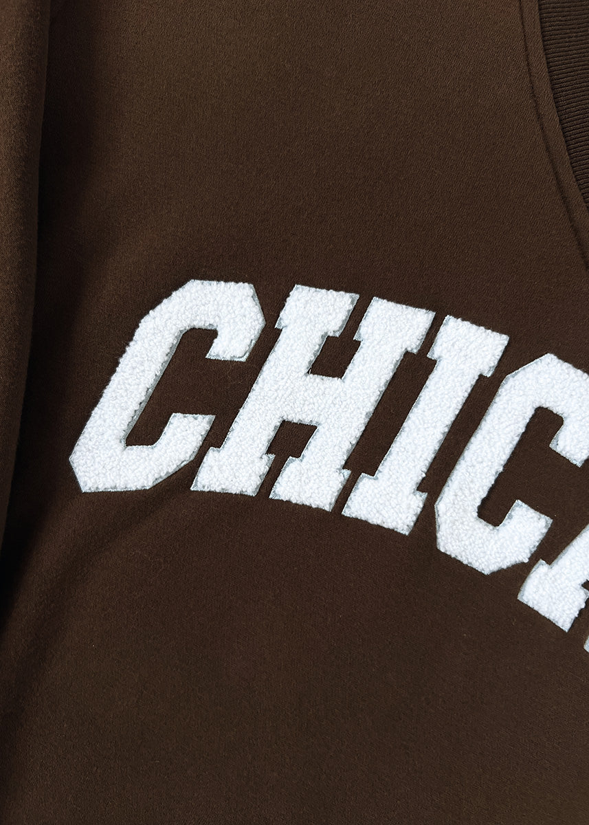 Chicago Boucle V-Neck Sweatshirt - Espresso