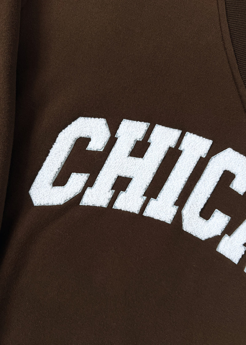 Chicago Boucle V-Neck Sweatshirt - Espresso