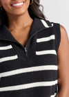 Danae Zip Collar Sweater Vest - Black & White