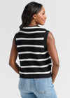 Danae Zip Collar Sweater Vest - Black & White