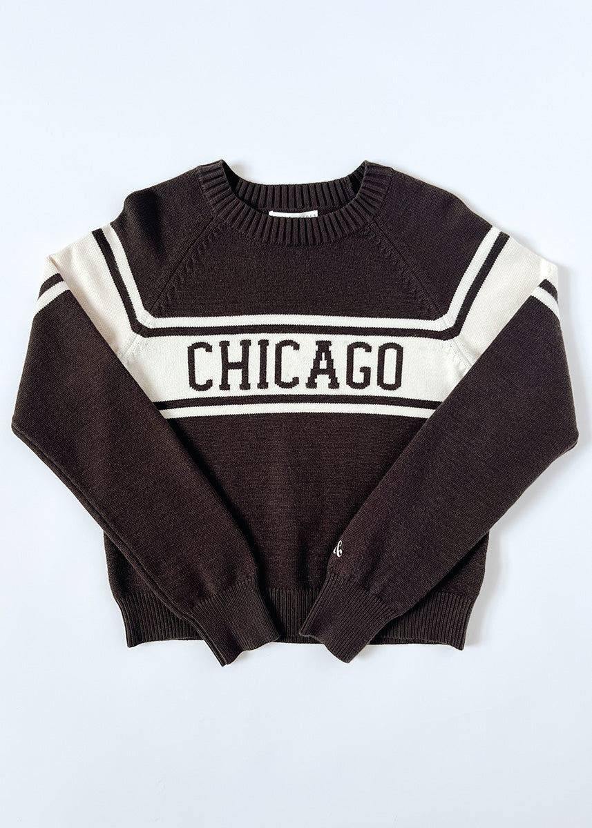 Chicago Varsity Block Stripe Sweater - Chocolate