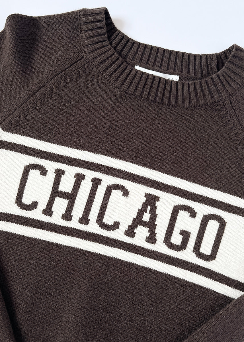 Chicago Varsity Block Stripe Sweater - Chocolate