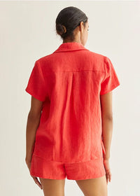 Victoria Linen Shirt & Shorts Set - Poppy