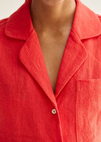 Victoria Linen Shirt & Shorts Set - Poppy