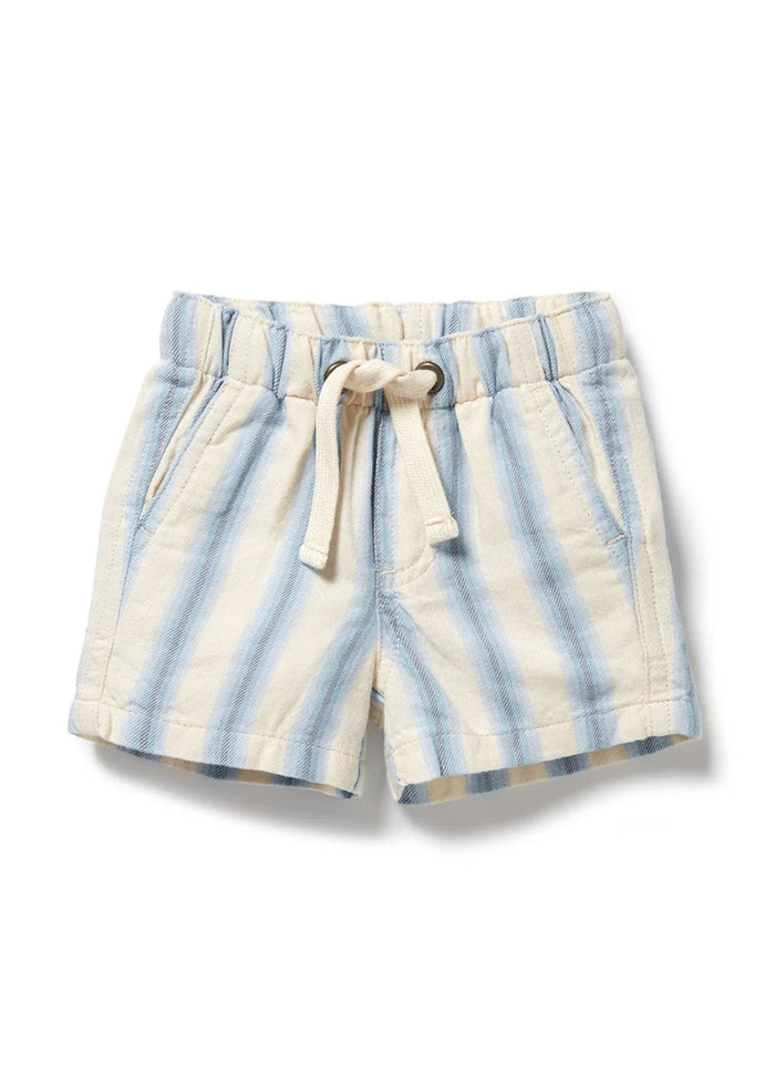 Organic Tie Short - Deep Blue Stripe