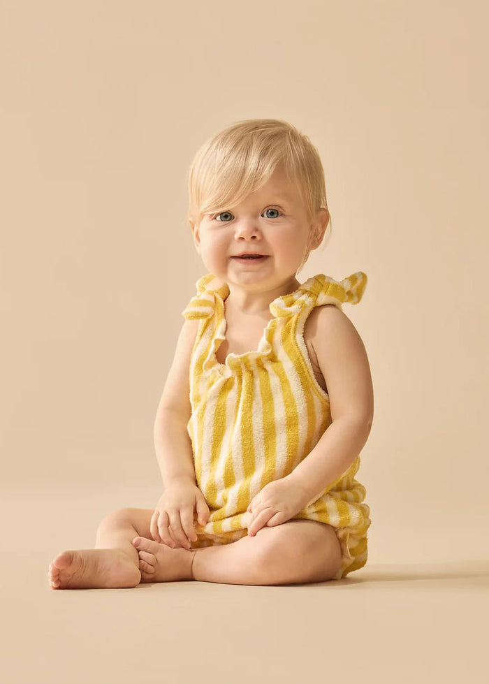 Organic Terry Tie Playsuit - Honey Wave