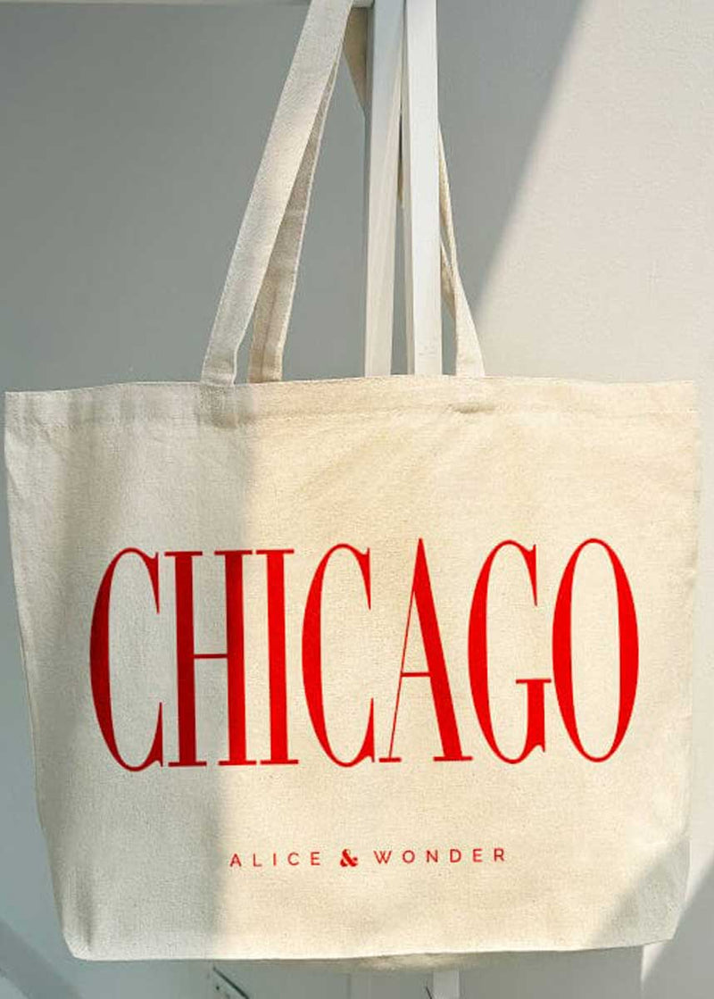 Red Chicago Tote