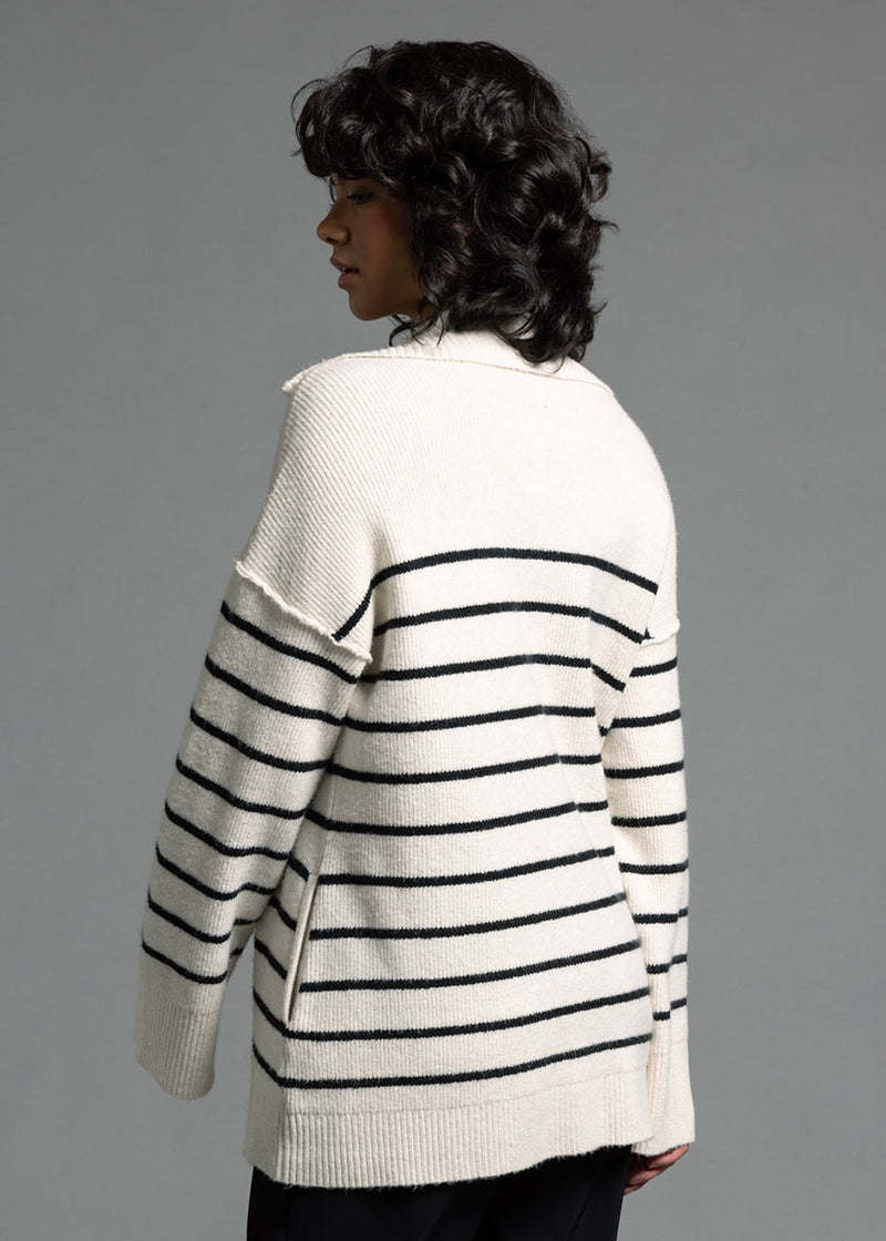 Coralie Striped Sweater - Ivory & Black