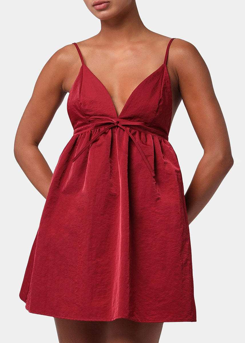 Brit Tie-Back Mini Dress - Brick Red