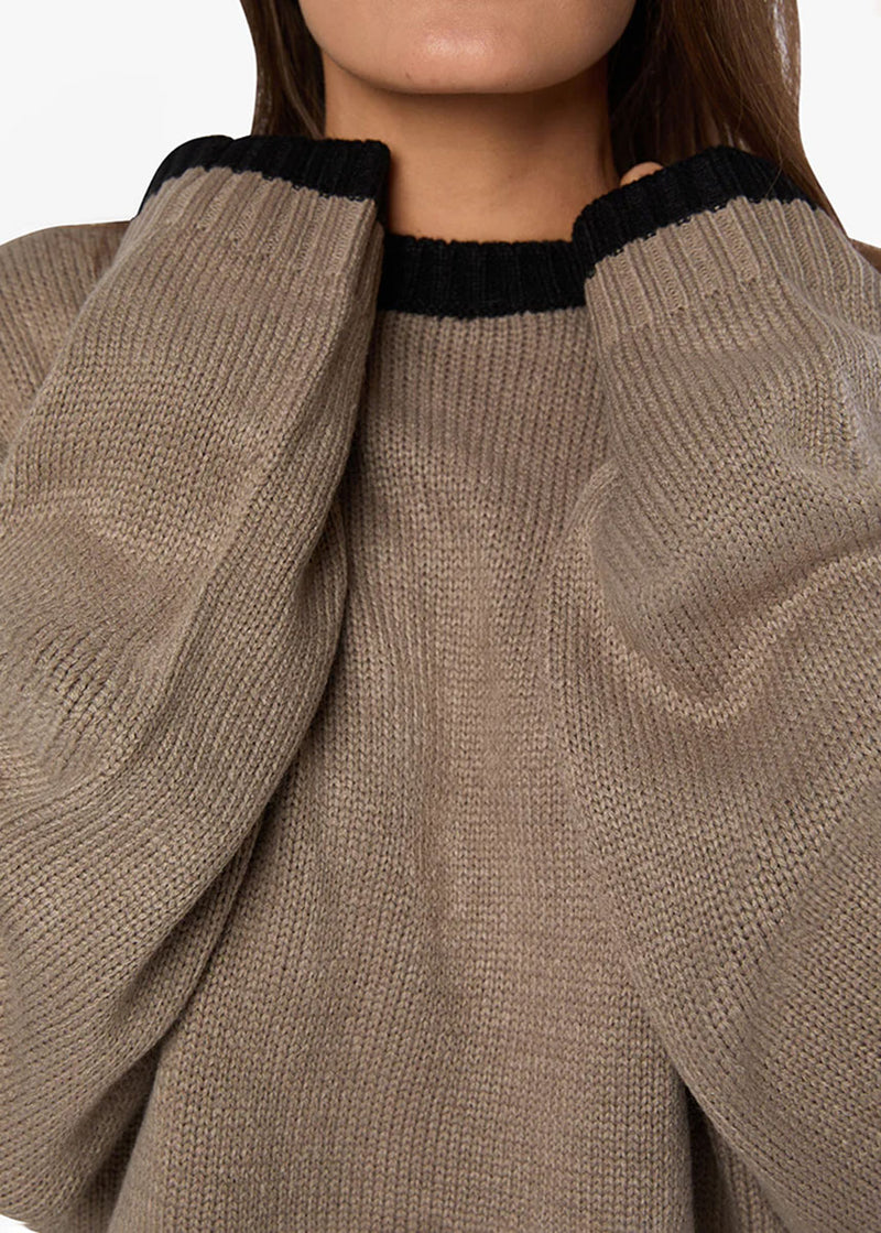 Layla Oversized Sweater - Stone & Black