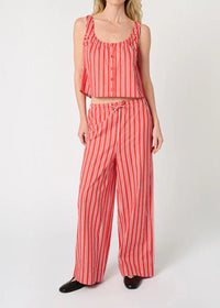 Betty Stripe Tie-Waist Pant - Vibrant Red Multi