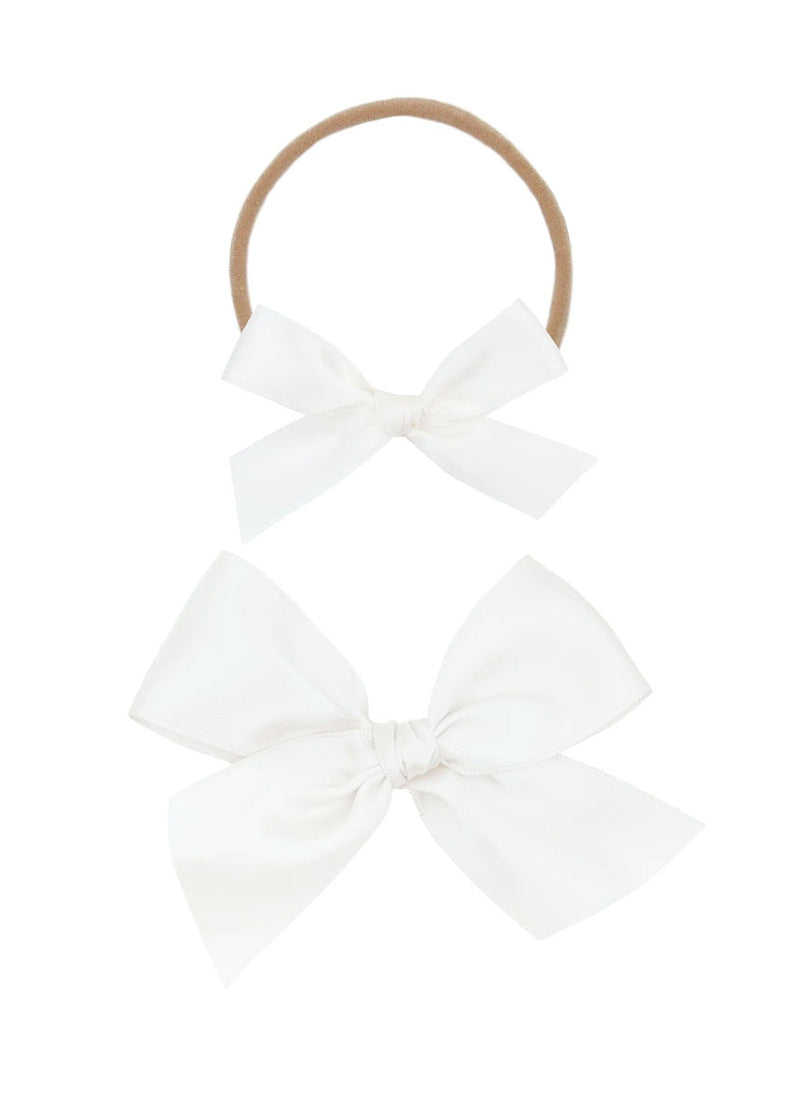 Large Satin Bow Headband - White