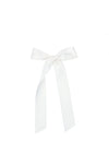 Small Satin Bow Sash Clip - White