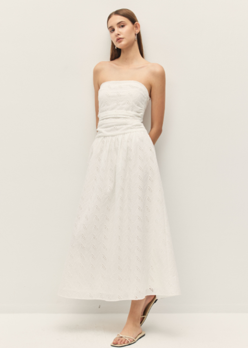 Wilda Eyelet Dress - Cannoli Cream