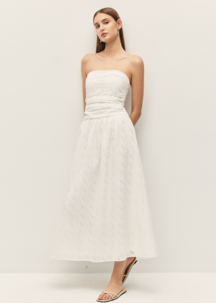 Wilda Eyelet Dress - Cannoli Cream