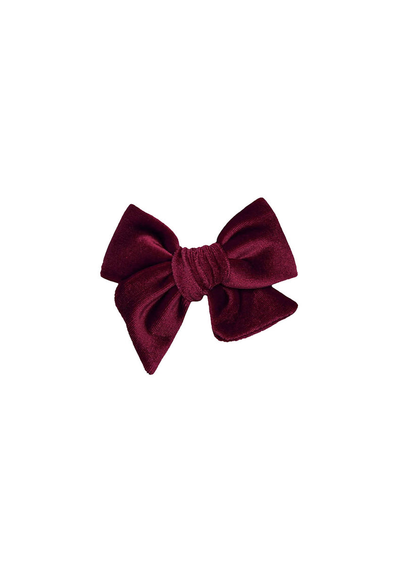 Small Velvet Bow Clip - Wine