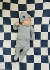 Navy Checkered Plush Blanket