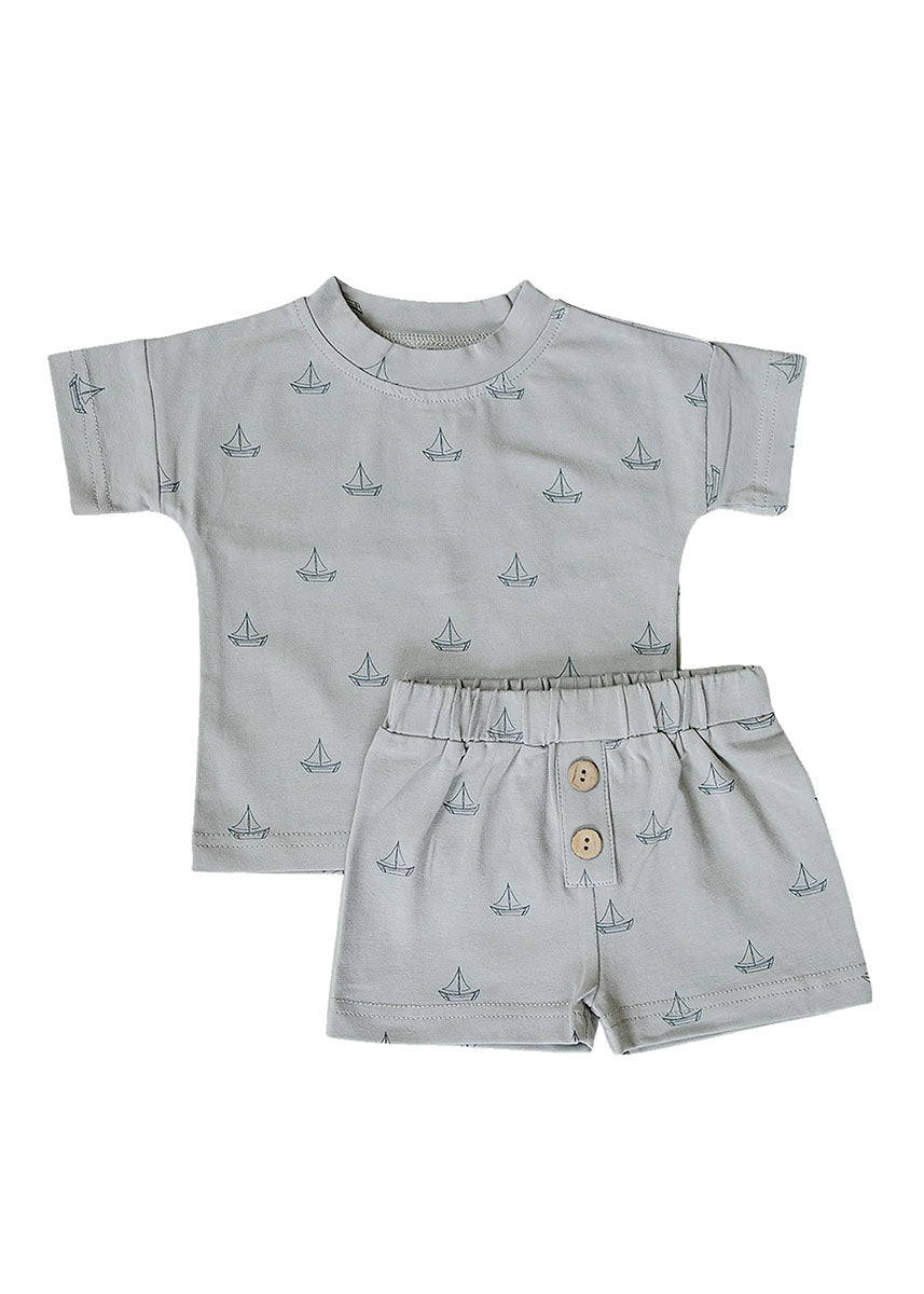 Sailboat Button Short Set