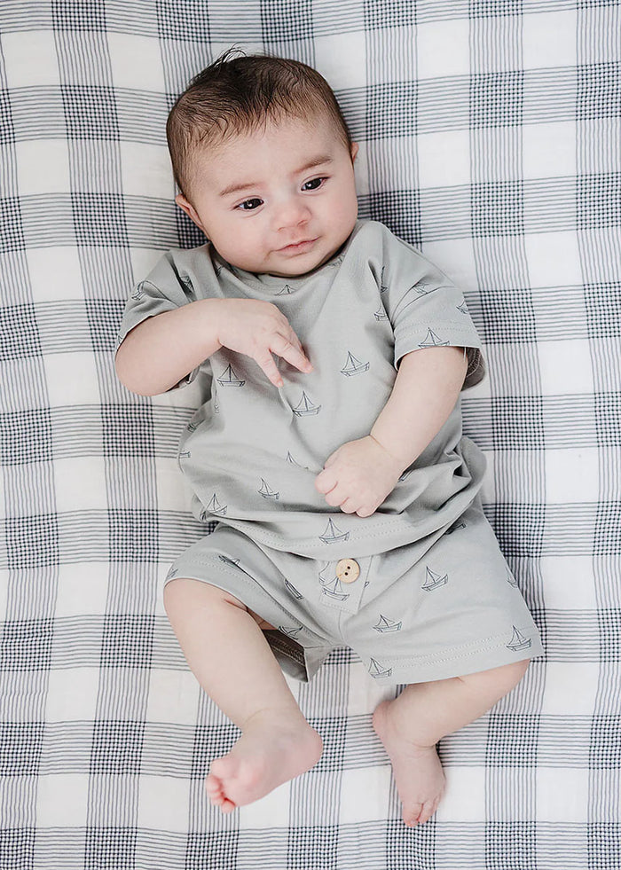 Sailboat Button Short Set