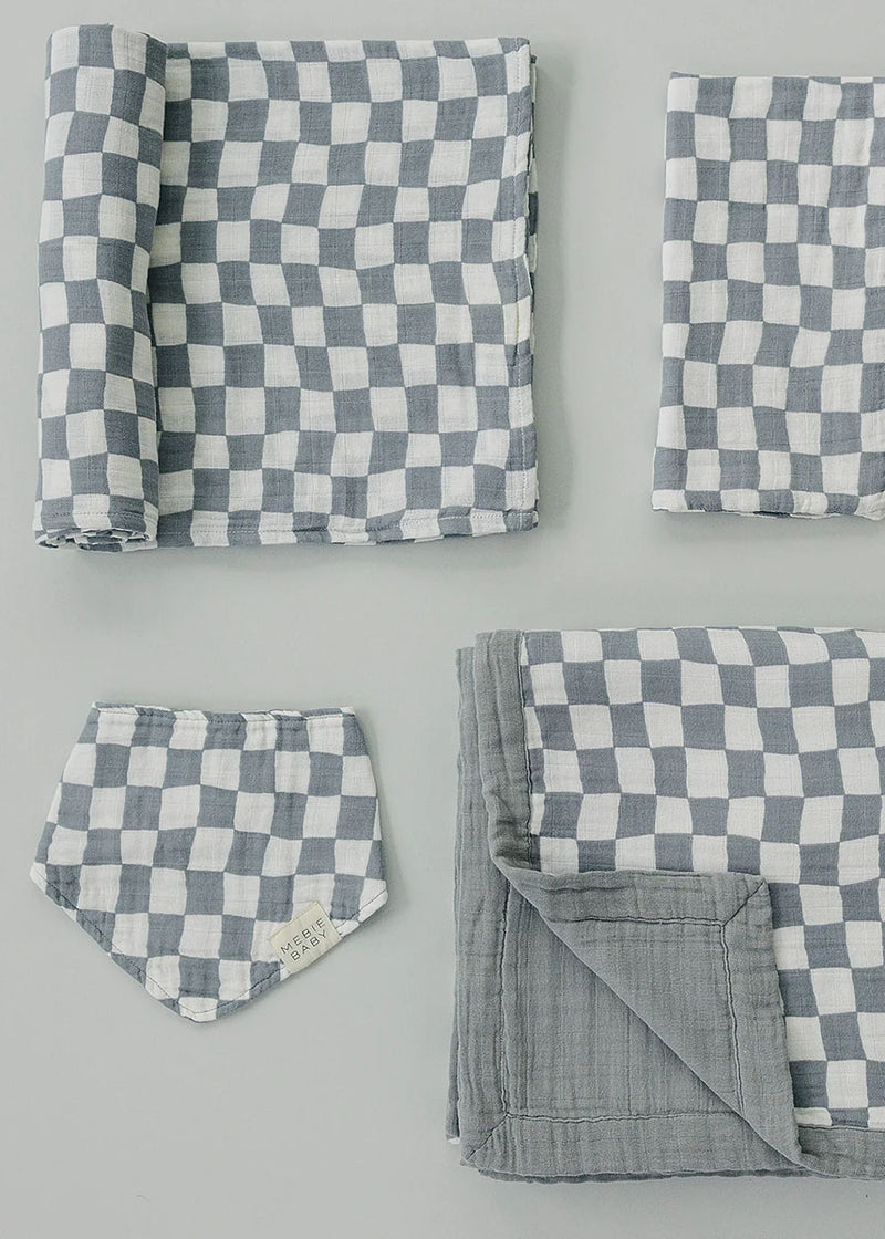 Dusty Blue Wavy Checkered Burp Cloth