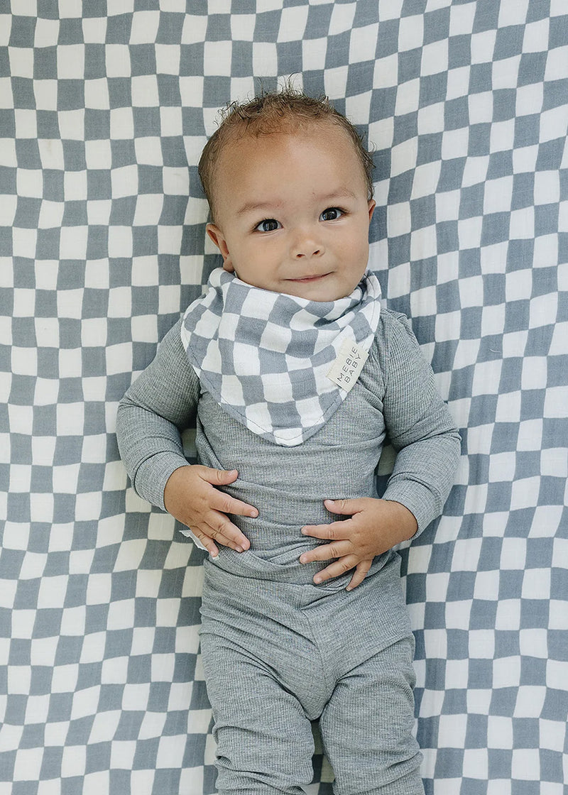 Dusty Blue Wavy Checkered Bib