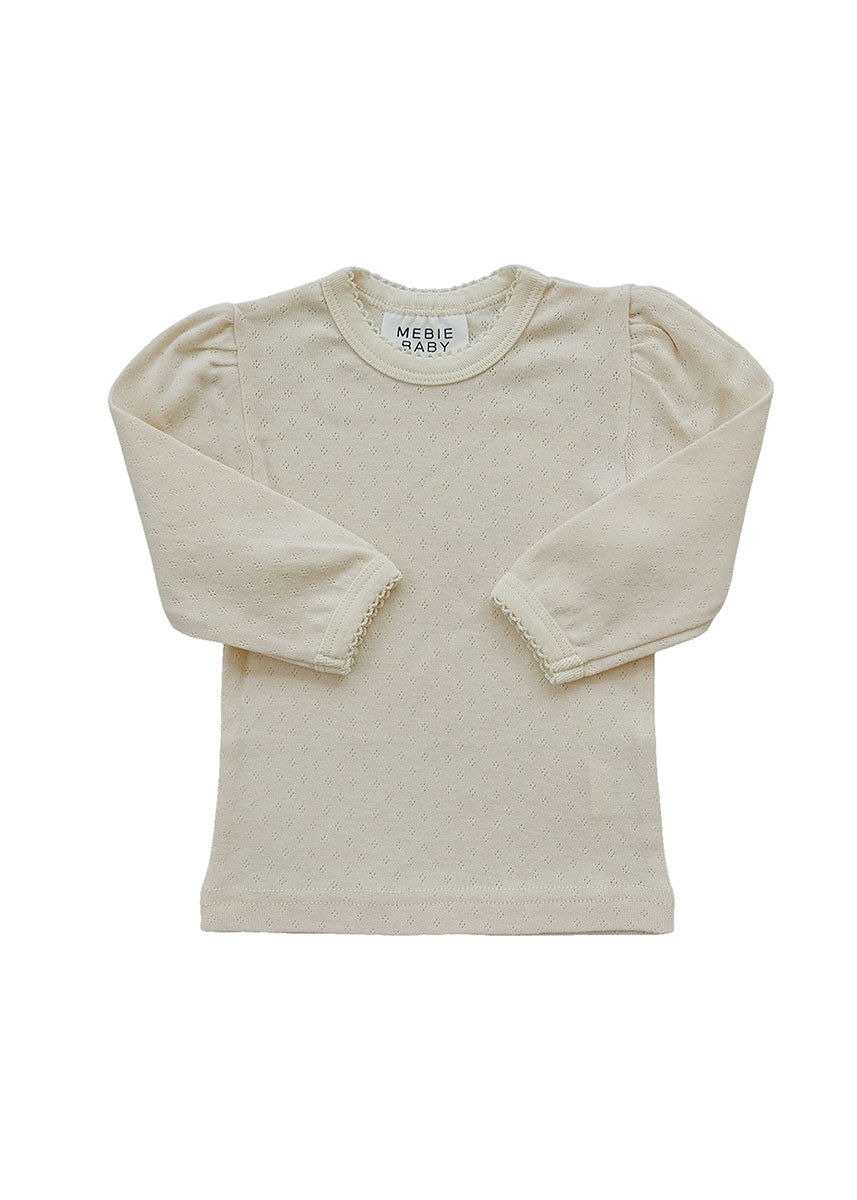 Pointelle Long Sleeve Tee - Cream