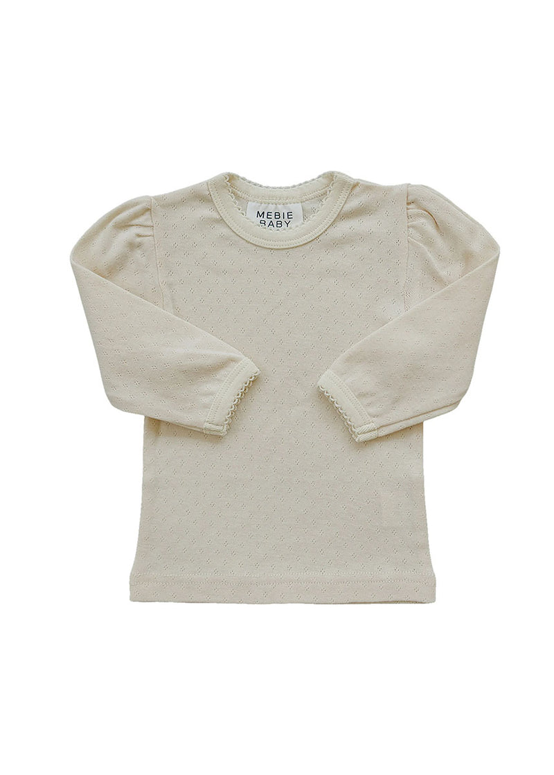 Pointelle Long Sleeve Tee - Cream