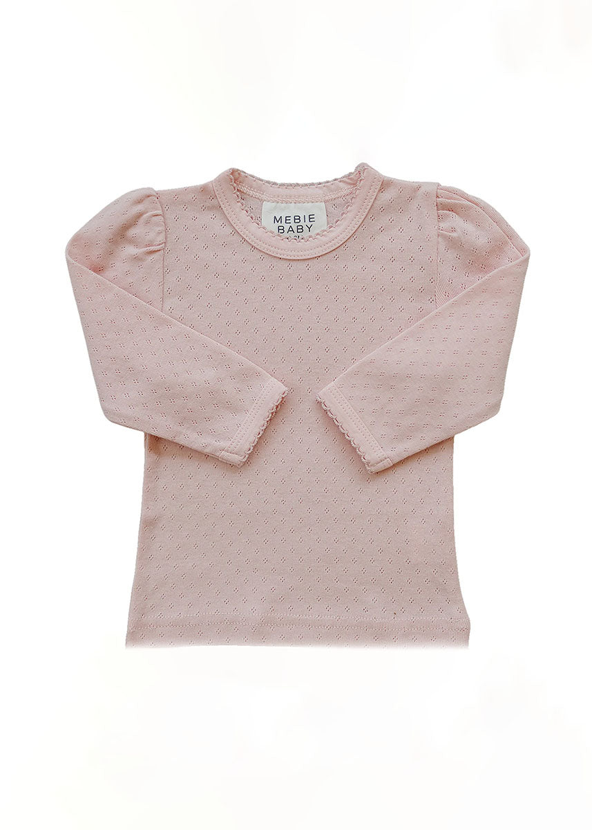 Pointelle Long Sleeve Tee - Pink