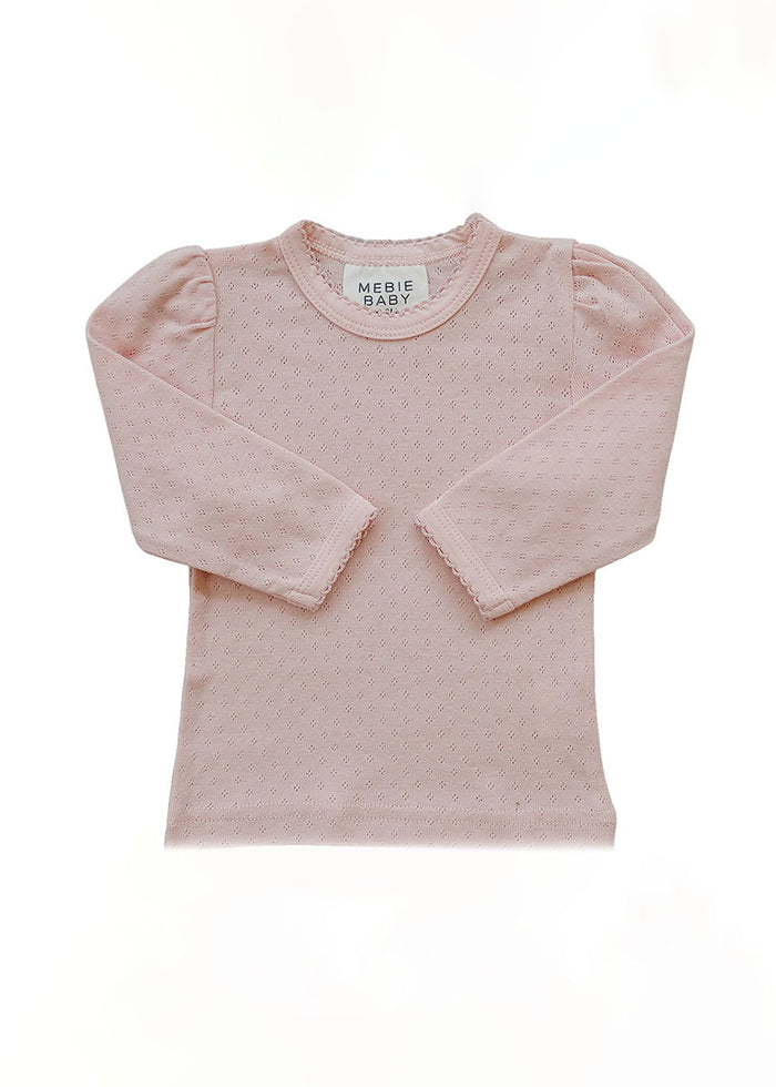 Pointelle Long Sleeve Tee - Pink